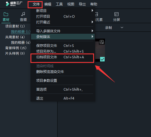 归档项目文件